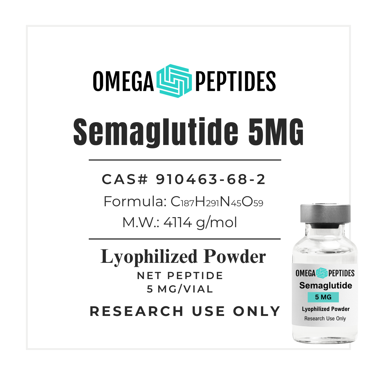 Semaglutide 5mg lyophilized research peptide