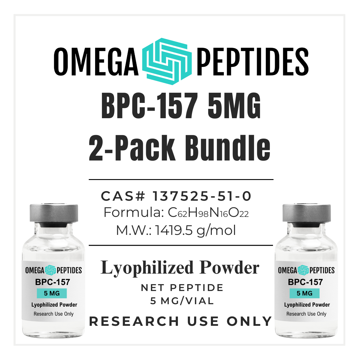 BPC-157 5mg 2-Pack lyophilized research peptide