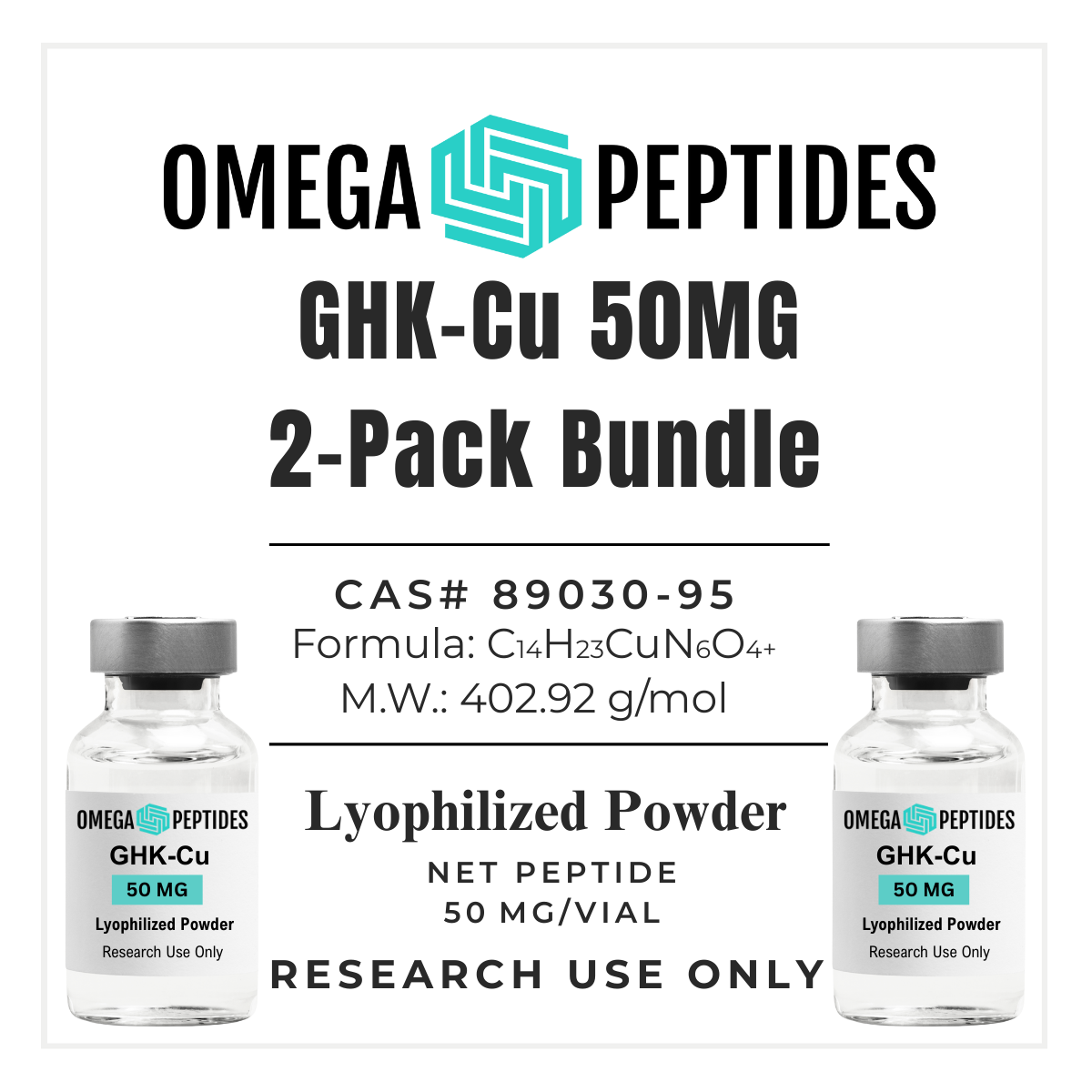 GHK-Cu 50mg 2-Pack lyophilized research peptide