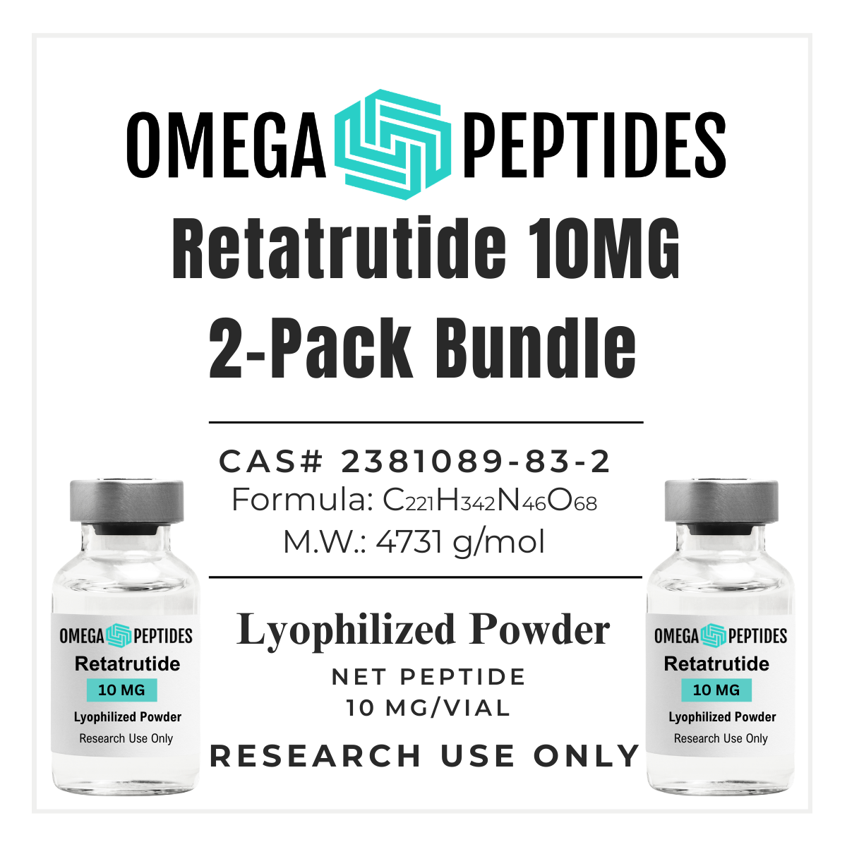Retatrutide 10mg 2-Pack lyophilized research peptide